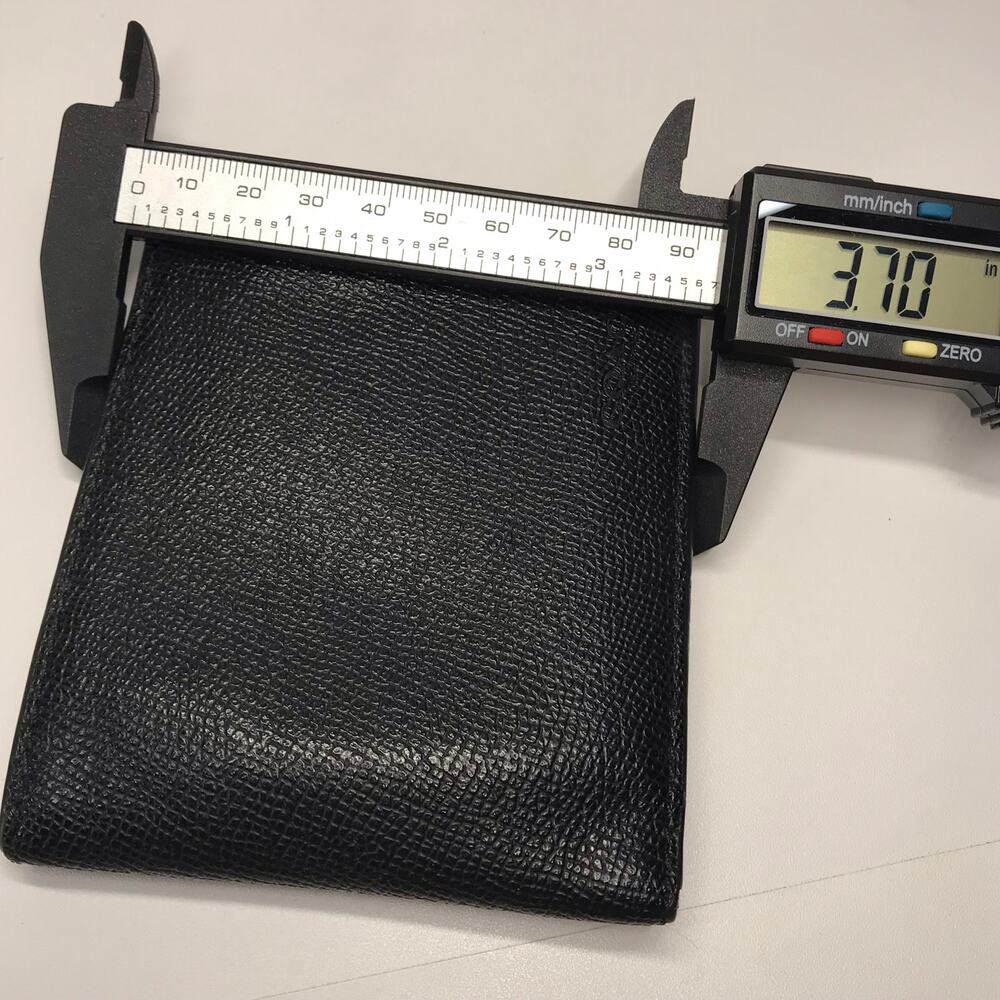 Coach Mens Polished Pebble Leather 3 In 1 Bi Fold Wallet Billfold Black Embossed - Picture 14 of 15